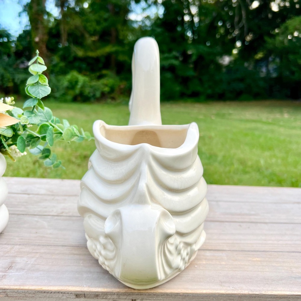 Old Vintage Ceramic White Swan Planter Vase | Made in USA - Picture 7 of 16